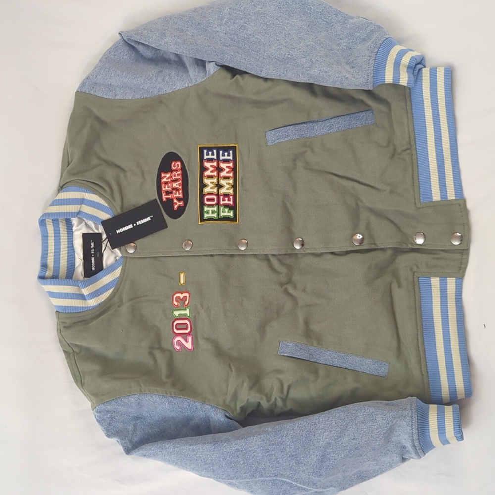 Homme + Femme quilted varsity jacket